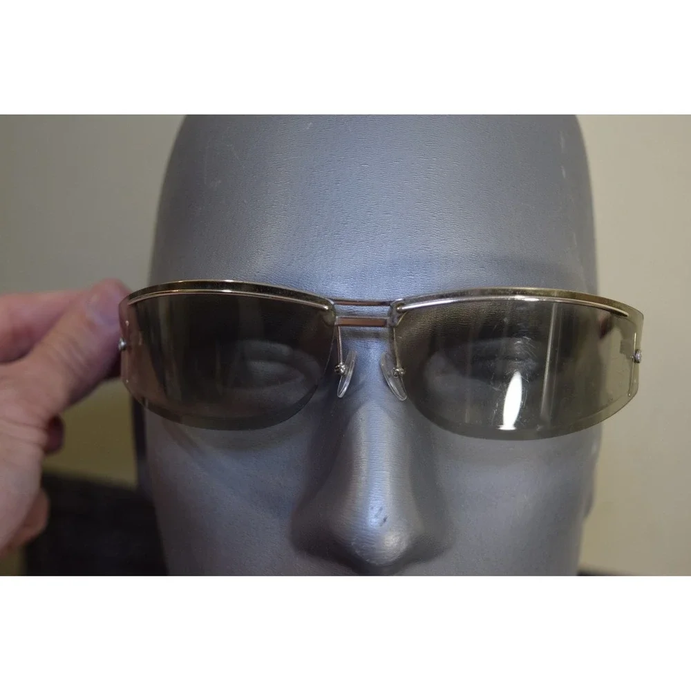 Vintage Gucci GG 1727/S Wrap Sunglasses 80's MIAMI VICE LOOK Silver